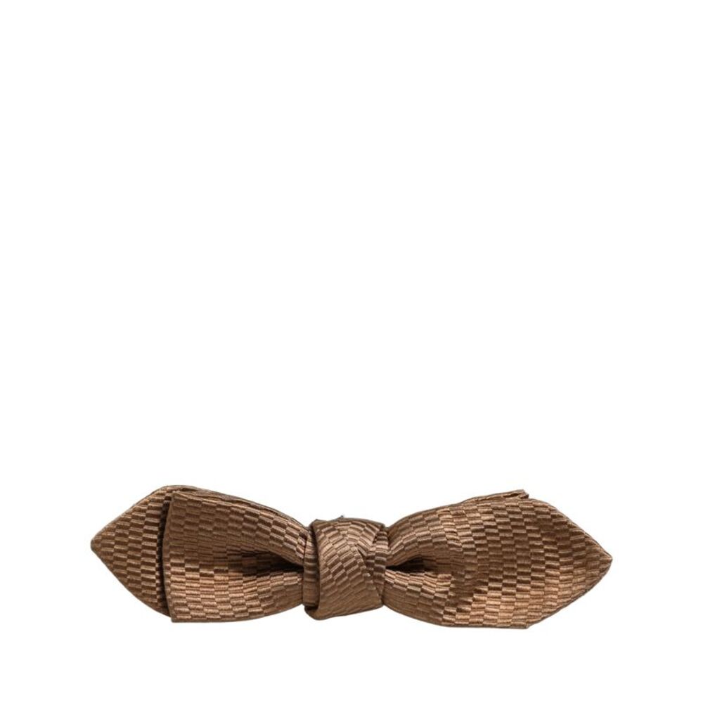 Dolce & Gabbana Men Brown Gold Silk Adjustable Neck Papillon Bow Men's Tie